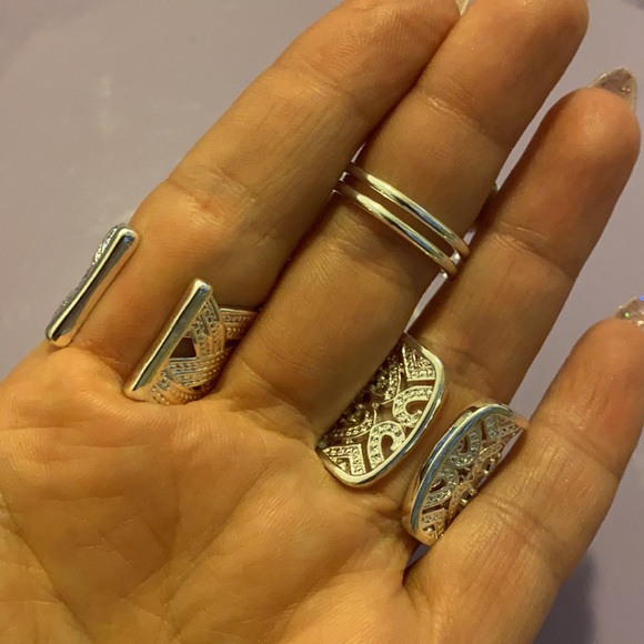 NEW!💙💎💍BUNDLE! 3 SILVER PLATED RINGS!💍💎💙ADJUSTABLE!💙💎GRATEFUL💙MAKER💎💙 - Picture 3 of 7